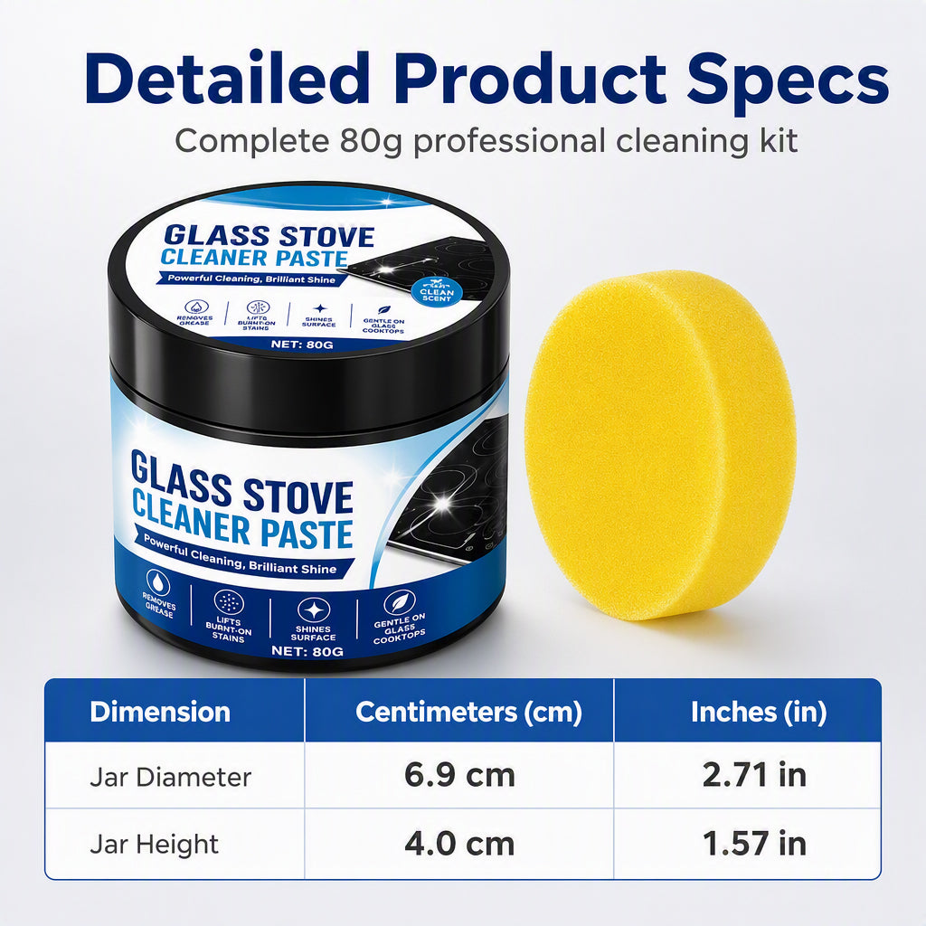 Glass Stove Cleaner Paste 80g with Sponge Burnt Stain Remover