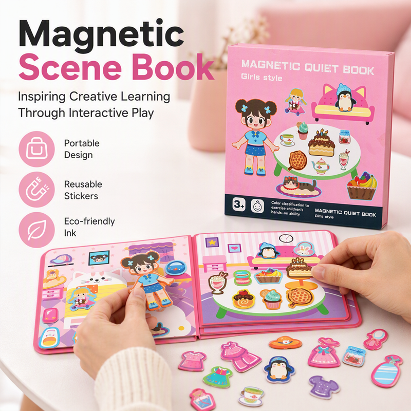 🥳2026 HOT SALE🥳💞50K+ SOLD! 🧩✨ 50% OFF! Kids Magnetic Quiet Book – Foldable scenes, magnetic play & educational fun. Boosts creativity & learning – perfect for boys & girls! 🎨🧒