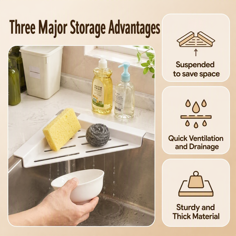 Carbon Steel Triangular Sink Corner Drain Rack