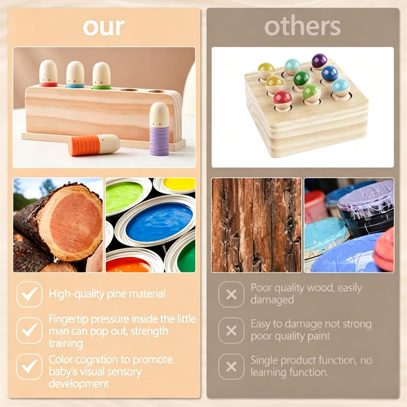 Wooden Pop Up Toy Multicolor Puppets