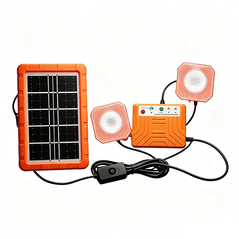 ☀️Portable Solar Power System – USB/Type-C Solar Generator with 2 LED Lights