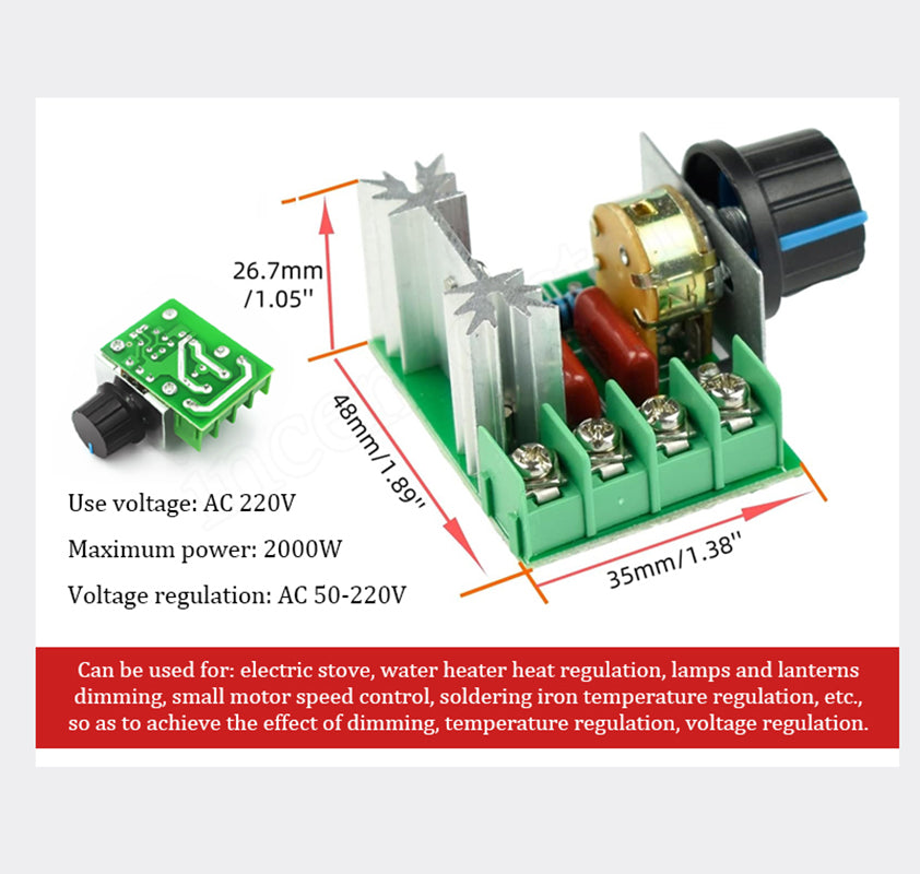 ❄️Summerfresh 50% OFF!⚡2000W AC Voltage Regulator Module – Rotary Power Controller for Compatible Resistive Loads & Brushed Motors