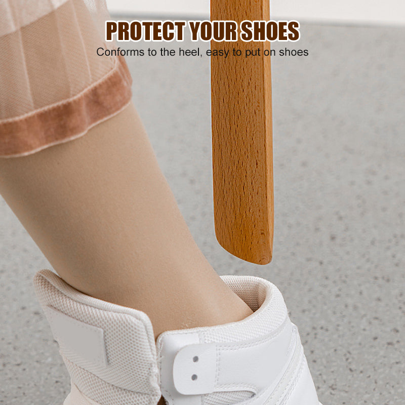 Wooden Handle Shoe Horn With Magnetic Holder