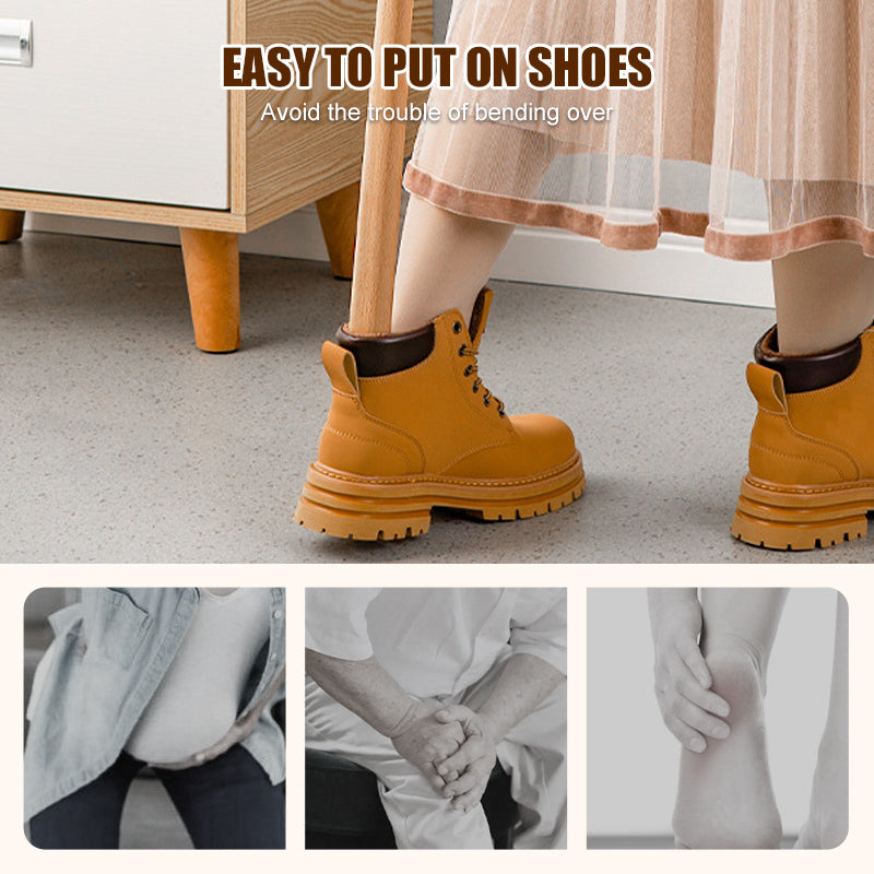 Wooden Handle Shoe Horn With Magnetic Holder