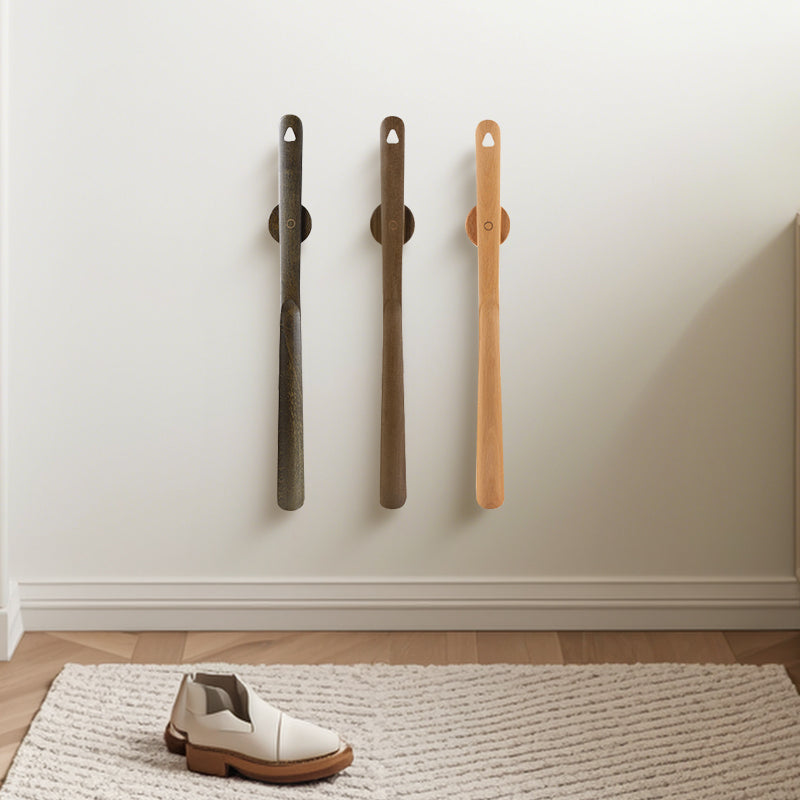 Wooden Handle Shoe Horn With Magnetic Holder