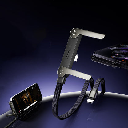 🔌 240W Fast Charging Cable with Adjustable Stand: USB-C, 1.5m, Zinc Alloy, 90° Connector, for Phones & Laptops