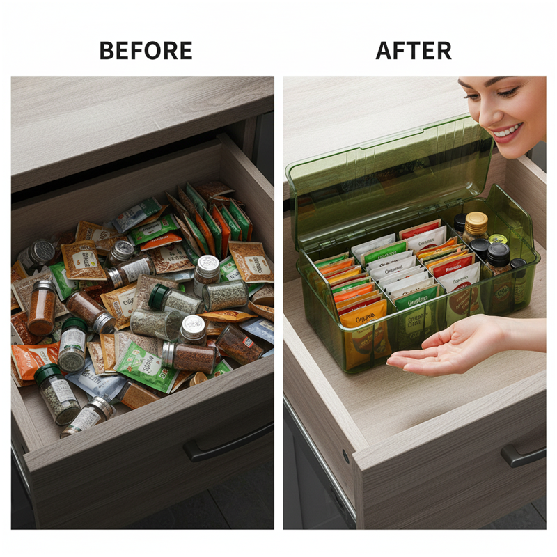 Space-Saving Kitchen Spice Organizer with Dividers