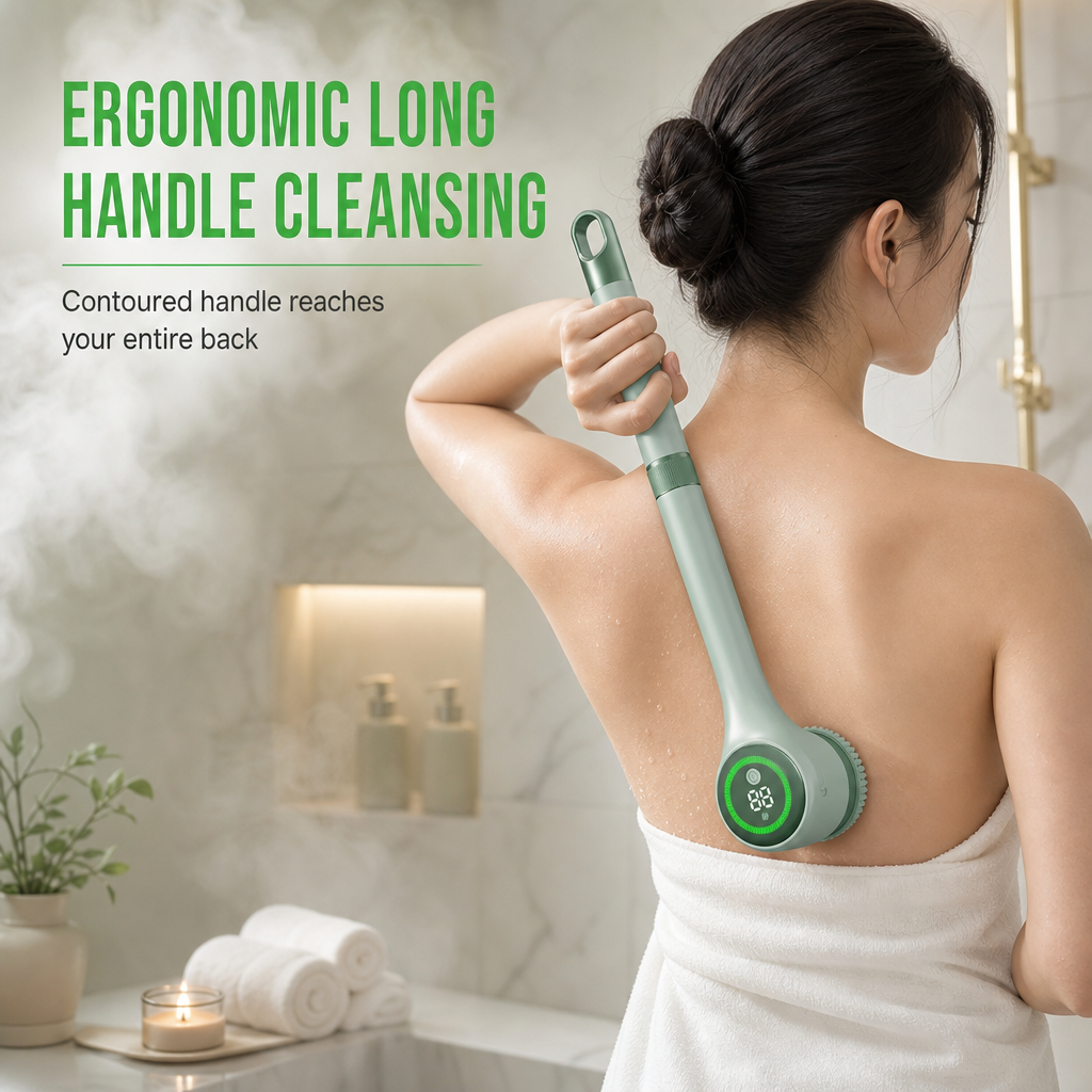 USB Rechargeable Long Handle Electric Bath Brush