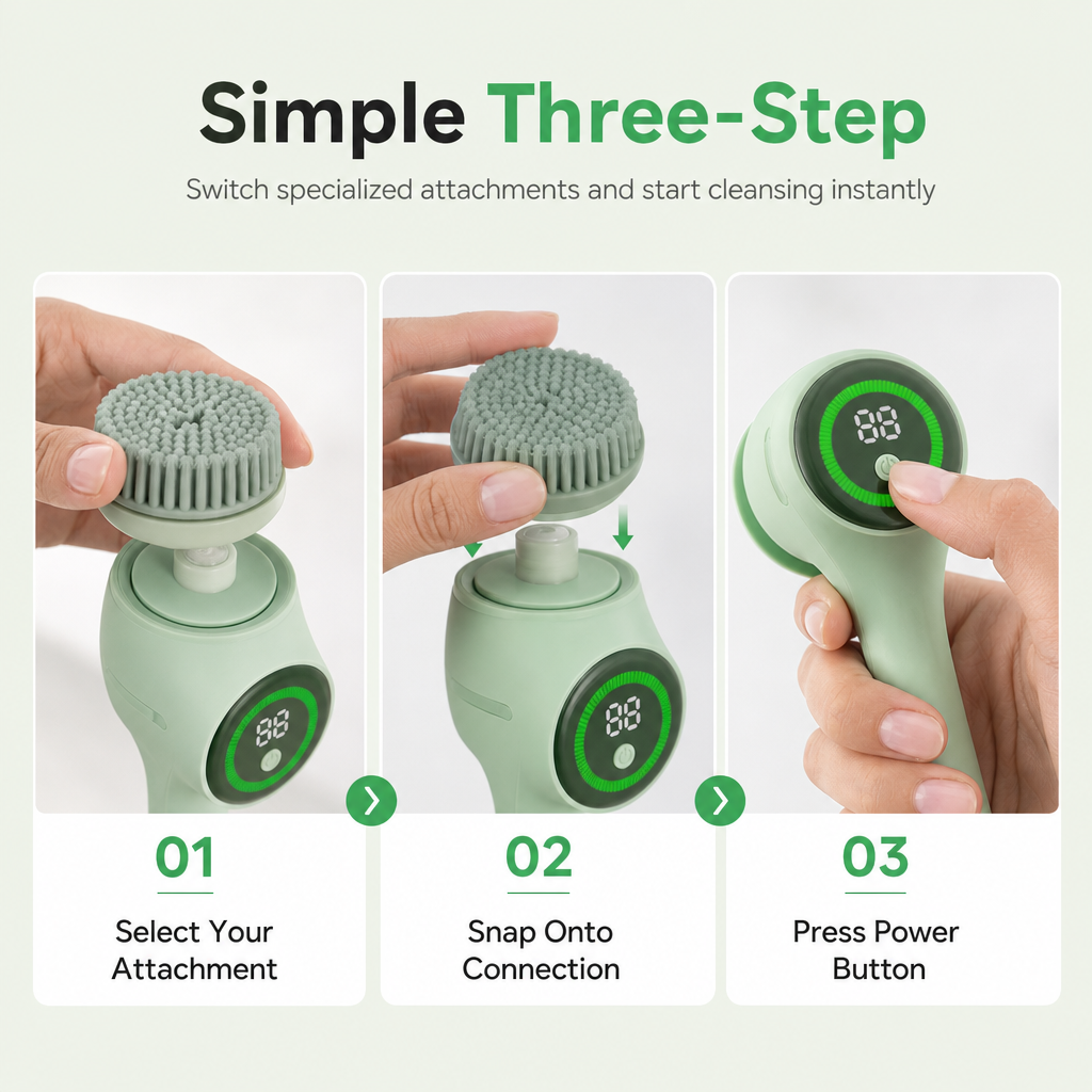 USB Rechargeable Long Handle Electric Bath Brush
