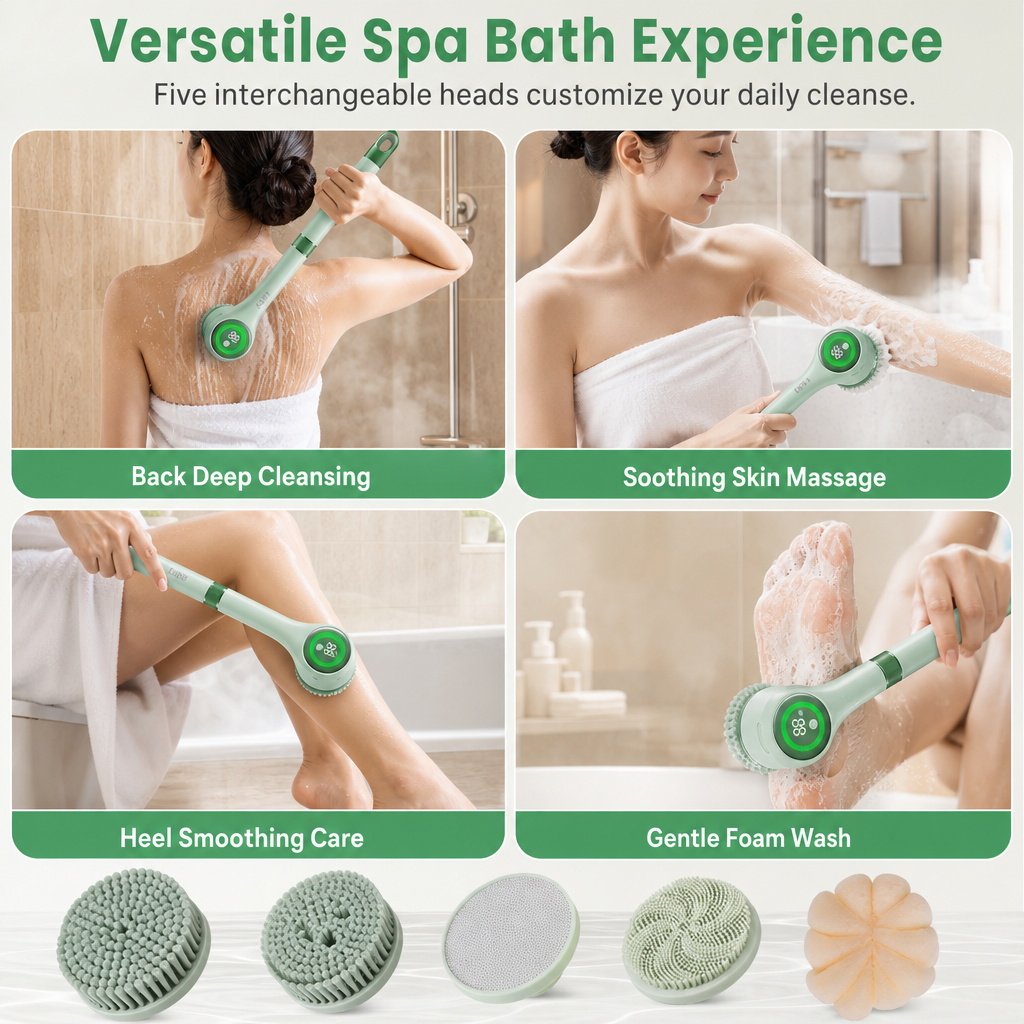 USB Rechargeable Long Handle Electric Bath Brush