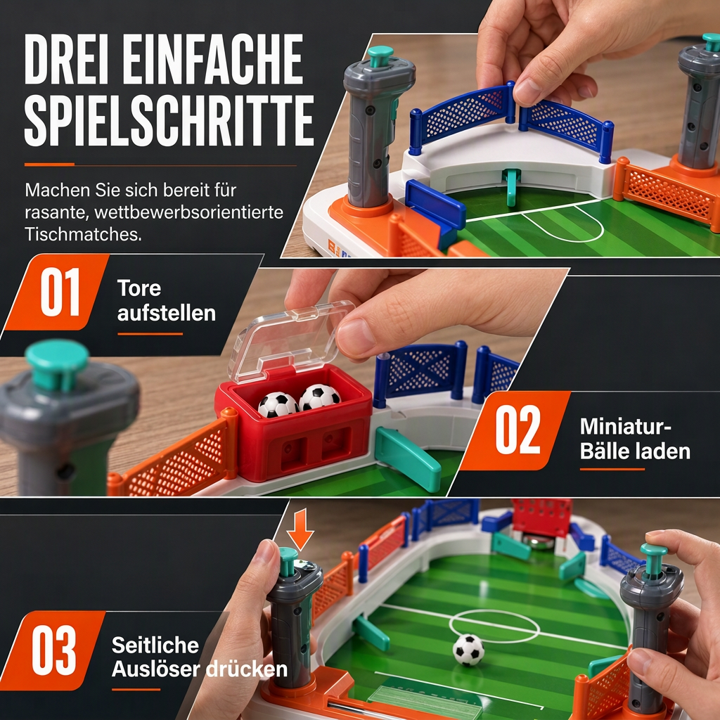 ⚽ Tabletop Football Game: 2-Player, Spring Flippers, Goal Bell, Screen-Free Fun
