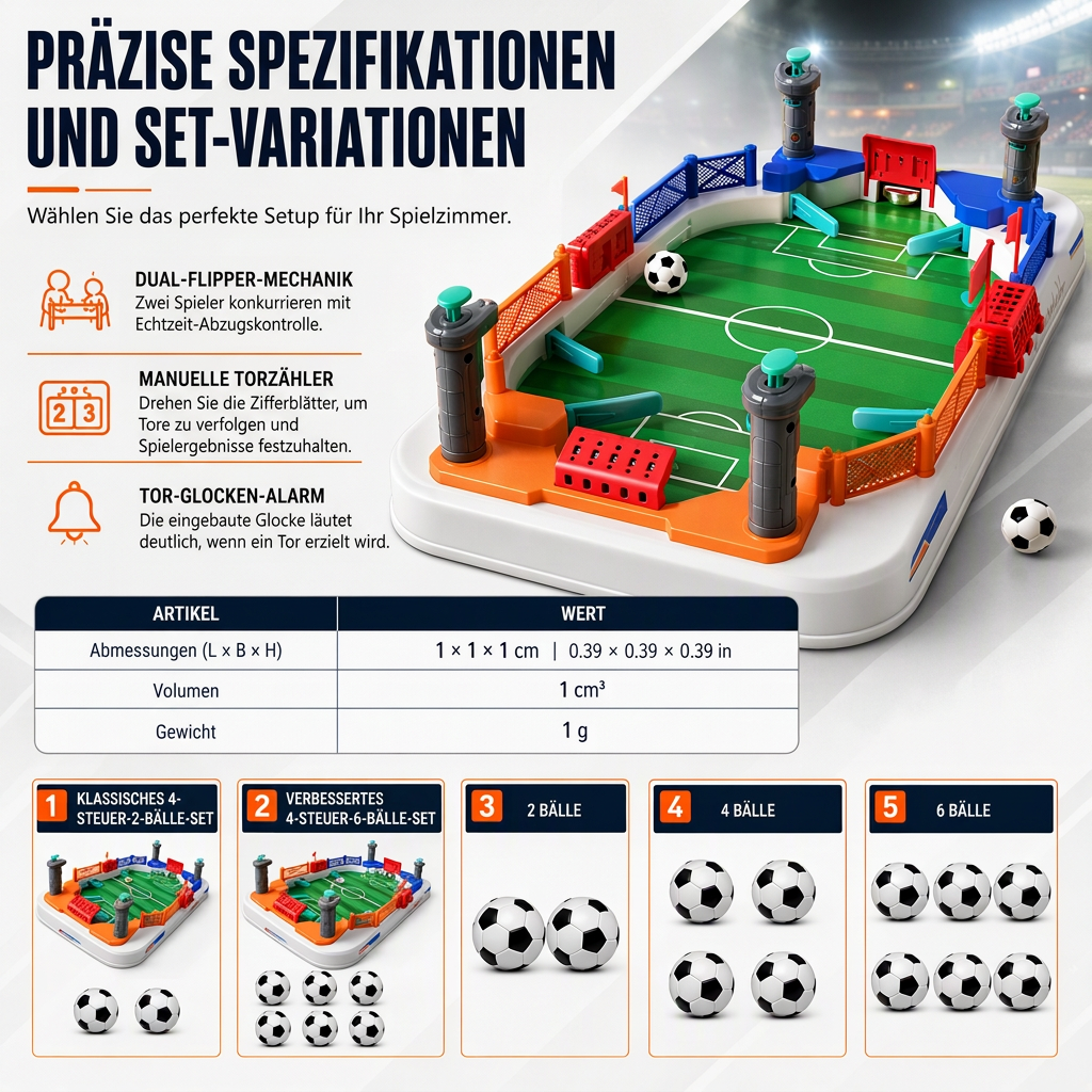 ⚽ Tabletop Football Game: 2-Player, Spring Flippers, Goal Bell, Screen-Free Fun