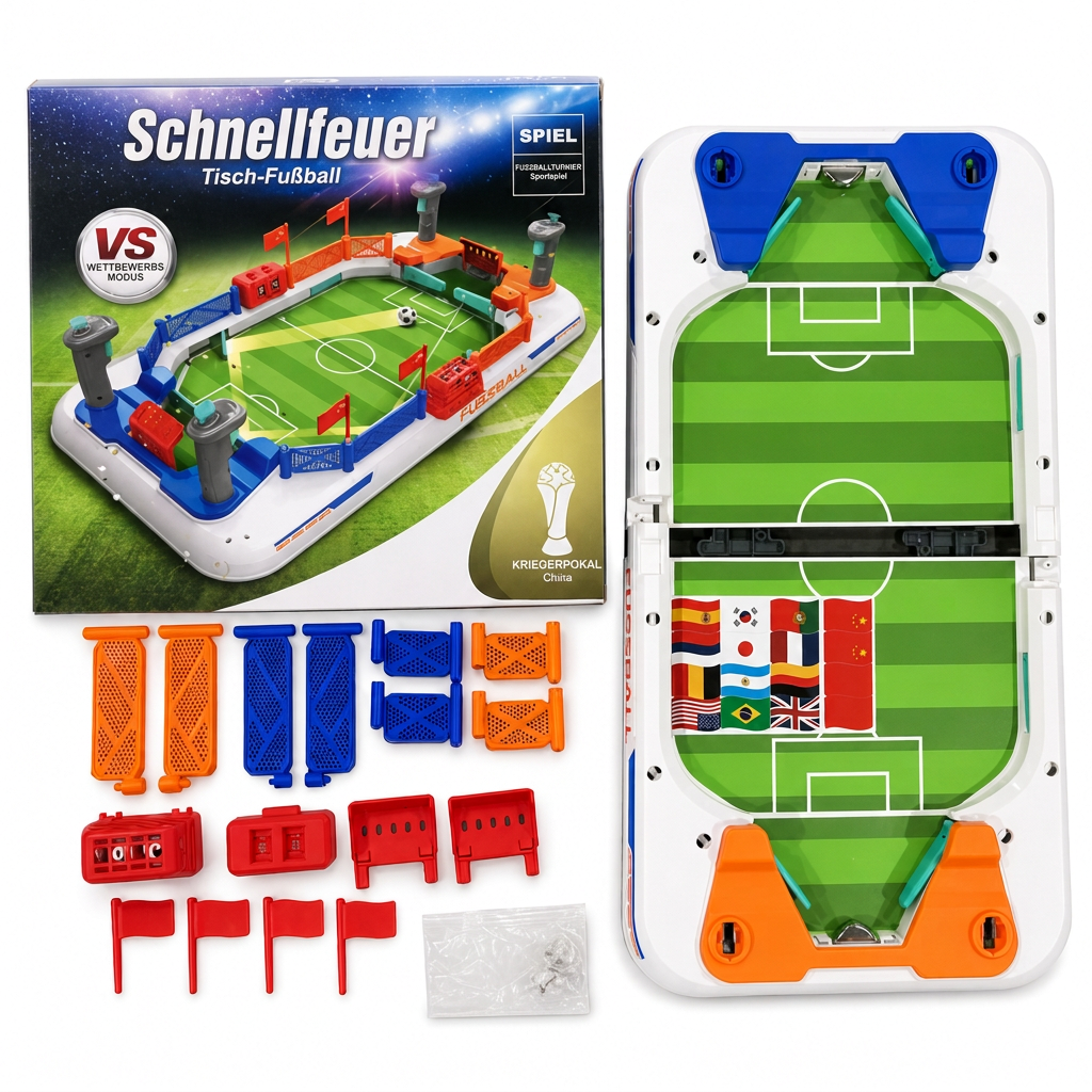 ⚽ Tabletop Football Game: 2-Player, Spring Flippers, Goal Bell, Screen-Free Fun