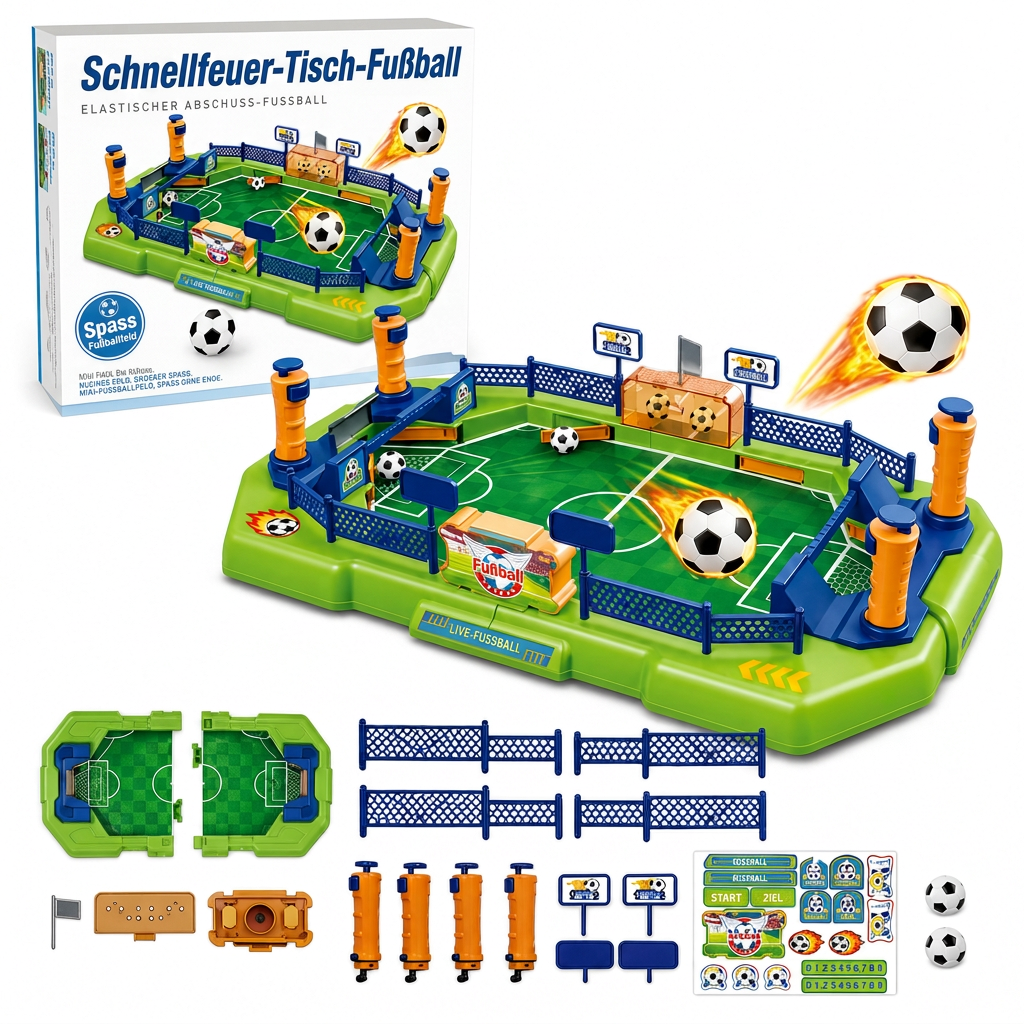 ⚽ Tabletop Football Game: 2-Player, Spring Flippers, Goal Bell, Screen-Free Fun