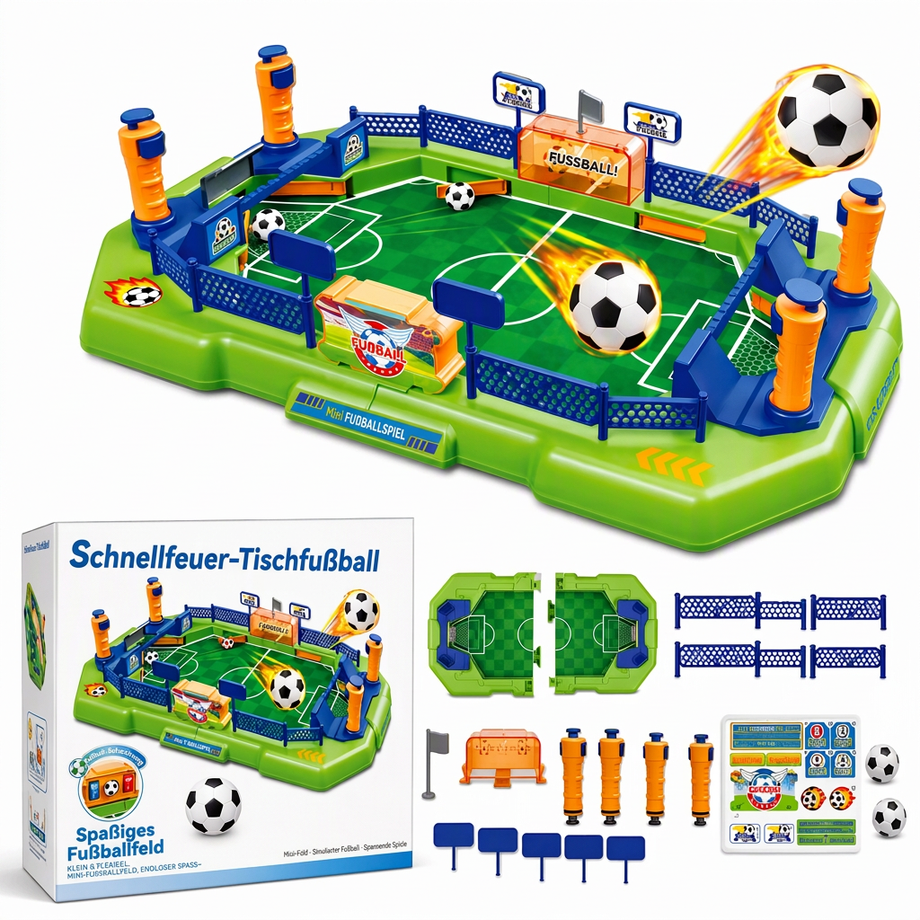 ⚽ Tabletop Football Game: 2-Player, Spring Flippers, Goal Bell, Screen-Free Fun