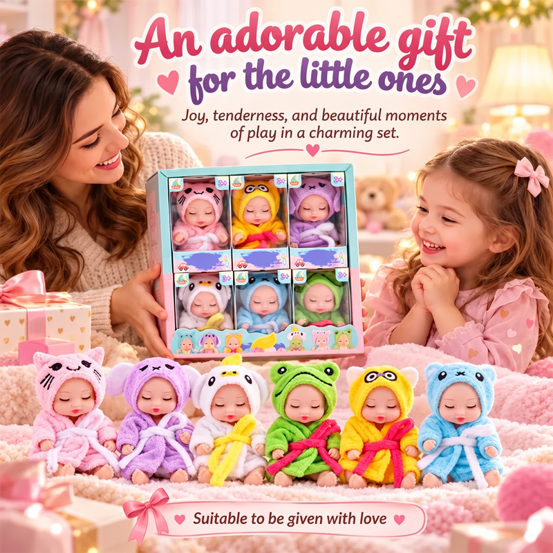 👶 50% OFF! 🧸 Mini Lifelike Sleeping Baby Doll Set – Animal costumes & realistic ✨
