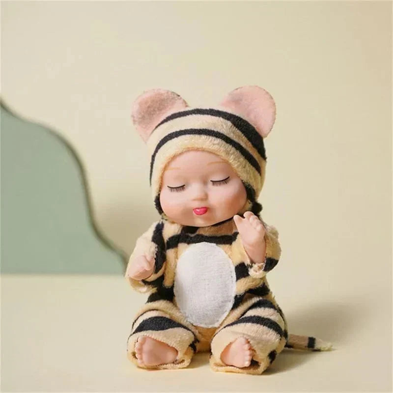 👶 50% OFF! 🧸 Mini Lifelike Sleeping Baby Doll Set – Animal costumes & realistic ✨
