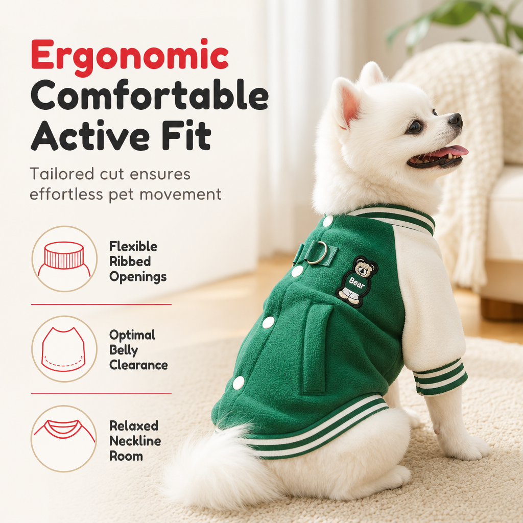 🐶 Plush Dog Jacket with Built-In Leash Rings – Cozy Pet Outerwear